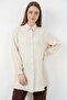 Women's Shirt Collar Textured Oversize Viscose Cream Tunic - 4