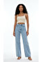 Dasy Blue Snow Blue Women's High Waist Wide Leg Lycra Loose Jeans - 6