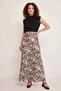 Women's High Collar Patterned Satin Black Beige Skirt - 2