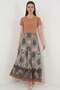 Women's Patterned Viscose Emerald Green Skirt - 4