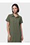 Khaki Polo Collar Muslin Dress - 2