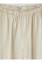 Beige Wideleg Women's Jean Trousers with Elastic Waist - 6