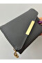 Cross-Flap Gray Leather Women's Wallet with Gold Detail - 6