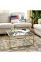 FFD Modern Square Glass Coffee Table - Tempered Glass Top Metal Frame No Assembly Gold/Black - 6