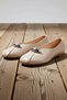Women's Square Toe Flat Heeled Ballerinas with Metal Accessory Detail, Faux Leather, Comfortable Cut, Daily Modern Stylish