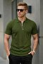 Men's Zippered Casual Khaki Slim Fit Polo Collar T-Shirt - 3