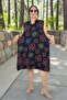 Polo Collar Asymmetric Cut Jopone Sleeves (Sleeveless) Ethnic Patterned Oversized Large Size Combed Cotton Dress - 4