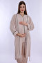 Soft Textured Cotton Maternity Pajama Set with Dressing Gown Effortt - Brown - 8