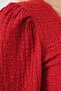 Women's Round Neck Embossed Fabric Red Blouse - 3