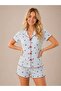 Patterned Short Sleeve Women's Pajama Set with Shorts 2150