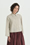 Aller Detailed Crop Cotton Shirt - Stone - 2