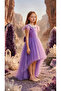 Short Front Long Back Handcrafted Pearl Collar Feathered Princess Dress Special Occasion, Wedding 5-12 Years Old - 2