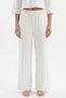 Women's White Relax Fit Lycra Polyviscon Crop T-Shirt and Wide Leg Pants Two-Piece Set - 5
