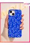 Cobalt Blue Star Sketch Patterned Velvet Inside Silicone Case for iPhone 13 / 14