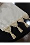 Runner Tablecloth Plaid Fabric Knitted Lace Tasseled Cream Brown 40X100 cm - 2