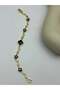 Gold color black stone clover bracelet - 26blks16