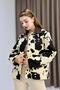 Women's patterned velvet collar double pocket cowboy jacket beige