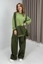 Women's green two-tone tracksuit set with trim - 2