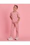 Girls Pink Printed T Shirt And Trouser Set