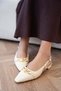 Wesley Gold Accessory Women's Ecru Flat Shoes Ballet Flats - 3