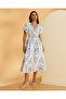Women White Printed Poplin Midi Dress - 4