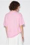 Women's Pink Scarf and Pearl Detailed Crew Neck Oversize Basic T-Shirt 360096 60286358 - 5