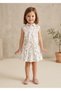 Organic Floral White Summer Little Girl's Tie-Up Shirt - Skirt Set