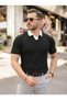 Men's Polo Neck Summer Modern Textured Knitwear T-Shirt - 4