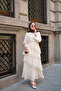 Women's Layered Tulle Lace Detailed Dress Ecru