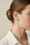 White Color Wavy Star Earrings - Modern Design Women's Brass Earrings - 2