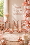 Rose Gold Footed One Written 1 Year Old Foil Balloon Set 75 cm 32 Inch Birthday Party Decoration - 5