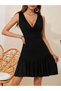 Women's suspender Double-Breasted collar ruffled janjan crepe dress