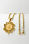 Gold Color Stainless Steel Necklace with Evil Eye Verse & Ottoman Monogram Clover Design and Twisted Chain - 8