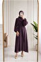 Teresa Ruffled Front Balloon Sleeve Voile Dress-Ek639 Plum
