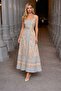 Square Neck Buttoned Long Belted Dress - 5