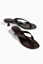 Brown Patent Leather Flip-Flops with Heels Orthopedic Women's Sandals - 6
