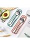 PINKE 4 Pack Portable Travel Utensils Set with Case Reusable Stainless Steel Silverware Flatware - 5