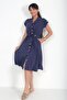 Women's Buttoned Front Modal Midi Safari Dress with Pockets - 2