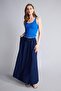 A-Line Regular Waist Wrinkled Textured Viscose Midi Navy Blue Skirt I1654Ax26Sm - 3