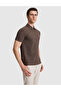 Dark Brown Slim Fit Zippered Polo Collar T-Shirt 50321152-Vr084 - 5