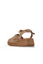 Gold Glitter Leather Women's Wedge Heeled Sandals - 5