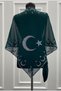 Green Silver Glittery Crescent and Star Chiffon Groom Shoulder Cover Shawl, Henna Cover, Groomsmen Soldier Cover - 3