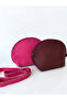Half Moon Shaped Leather Handbag - Zippered Cosmetic Organizer - 5
