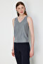V-Neck Stone Embroidered Sleeveless Blouse 70410 - 5