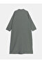 Khaki Shirt Collar Linen Look Women's Ferace - 6