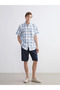 Navy Blue Comfortable Fit Poplin Men's Shorts - 6