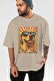 For Dog Lovers 31 Front Dog Print Beige Oversize T-Shirt 100% Cotton Unisex Dog Lover Premium Design - 6