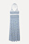 Women's Blue Floral Patterned Sleeveless Long Dress - 2