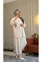 6574 - Stylish Comfortable Knitted Modal Fabric Casual Trousers with Elastic Detail at the Leg Cuffs Women's Set - 2