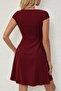 Women's Short Sleeve Square Collar Short Imported Crepe Dress - 3